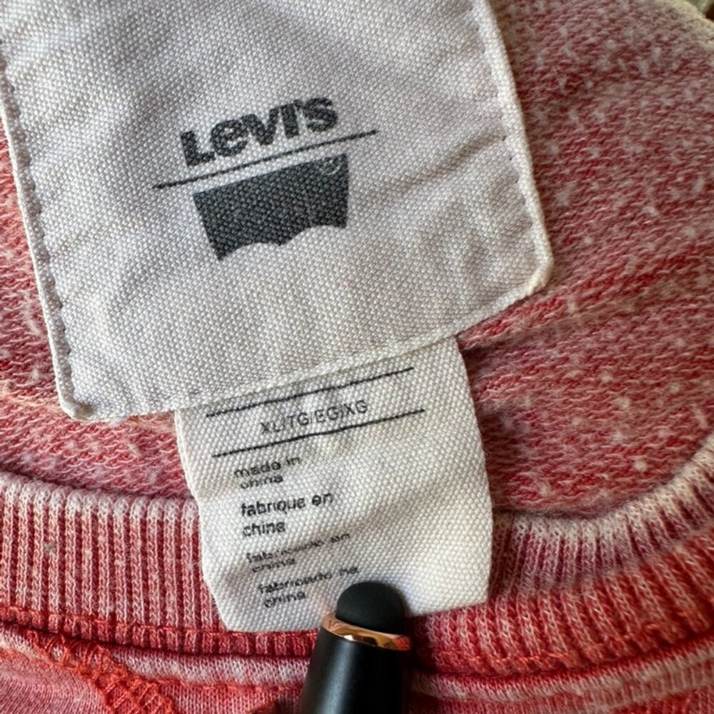 Levi's Womens Distressed Terry Sweatshirt, XL, Coral, Vintage Style - Picture 13 of 14